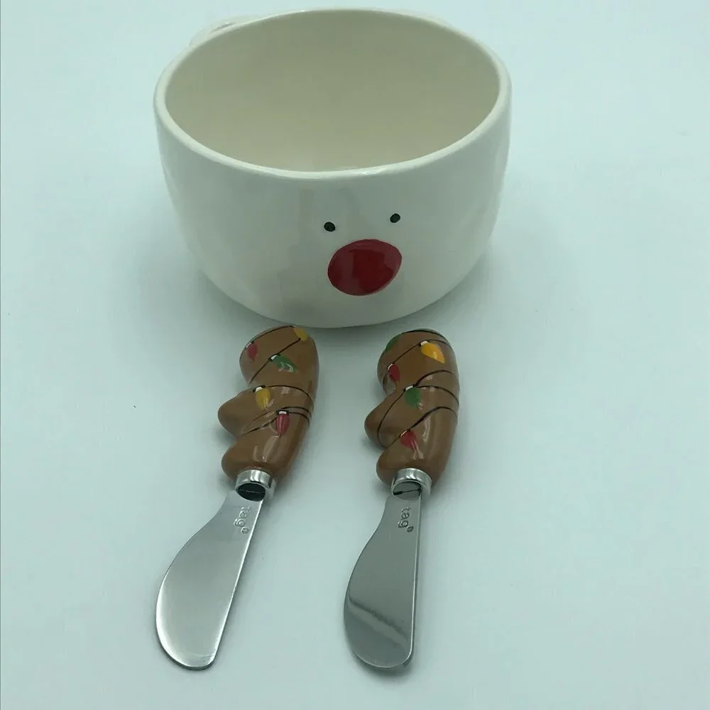 Reindeer Appetizer Bowl & Spreaders